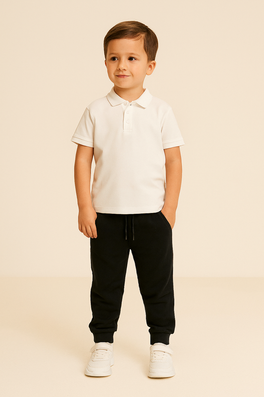 Boys French Terry Joggers With Drawstring Closure – Black