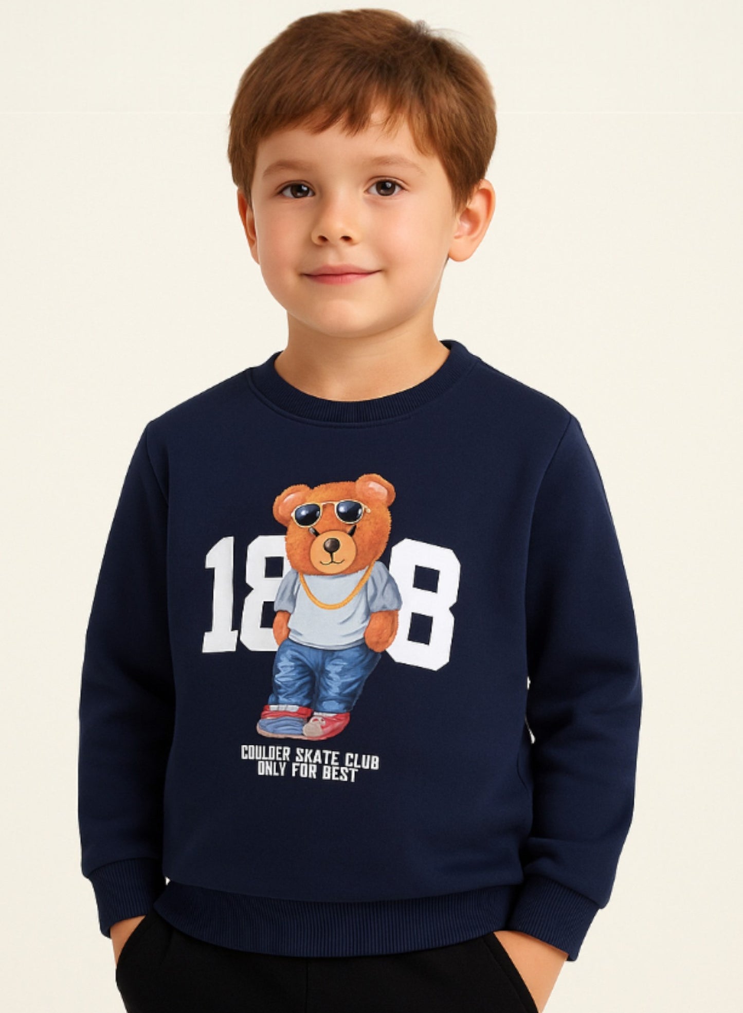 Boys' Navy "Cool Bear 1888" Graphic Sweatshirt