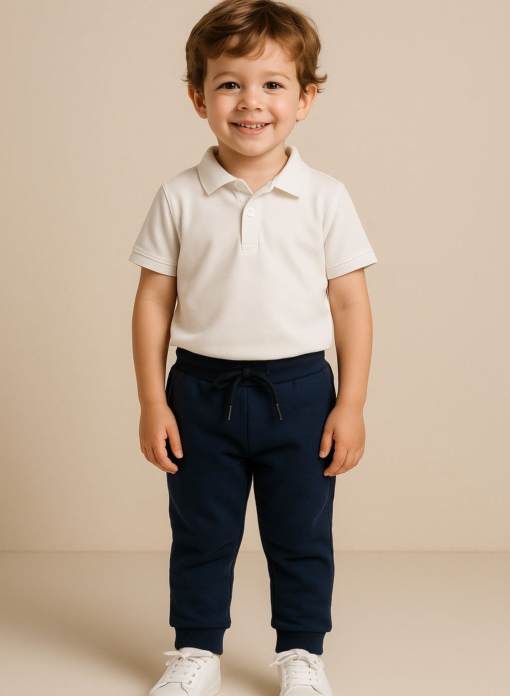Boys French Terry Joggers With Drawstring Closure – Navy