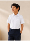 Boys Short Sleeve Collared Shirt- white