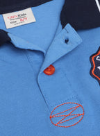 Victor & Jane Junior Boys' Polo T-Shirt “ Blue Colour With Embroidered Label Detail