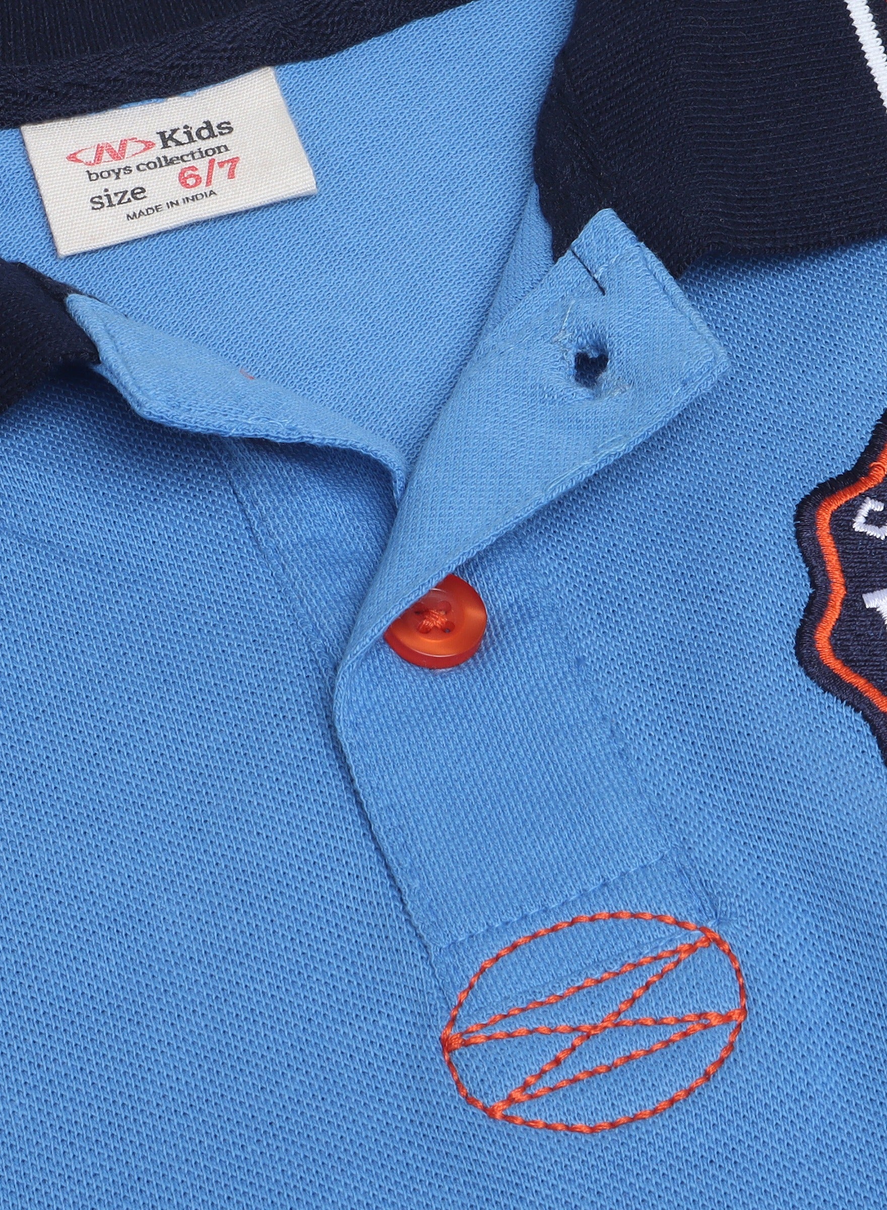 Victor & Jane Junior Boys' Polo T-Shirt “ Blue Colour With Embroidered Label Detail