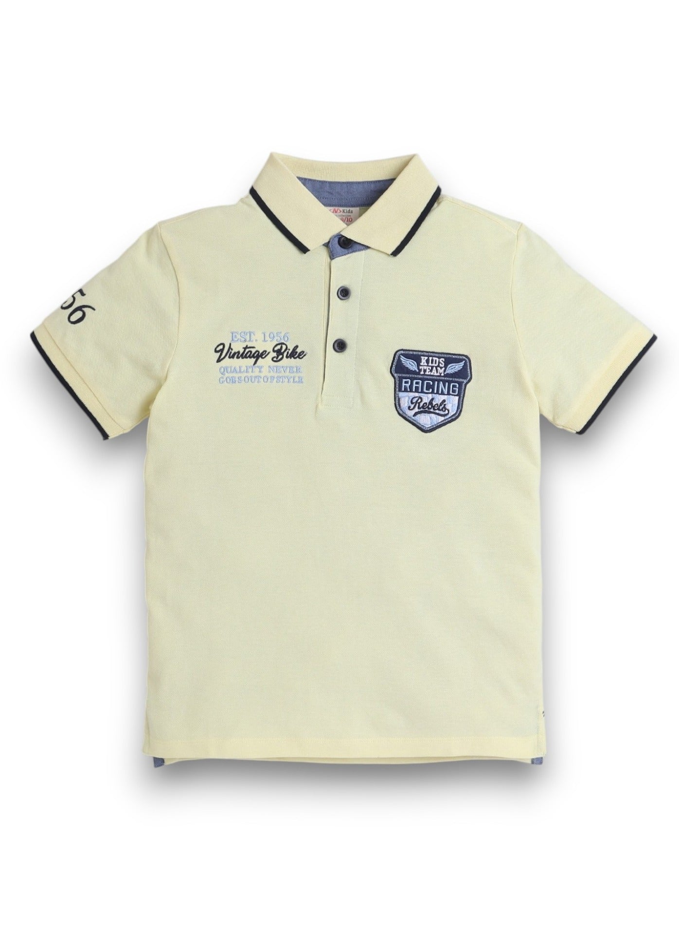 Victor & Jane Boys' Polo T-Shirt – Yellow colour with Embroidered label detail