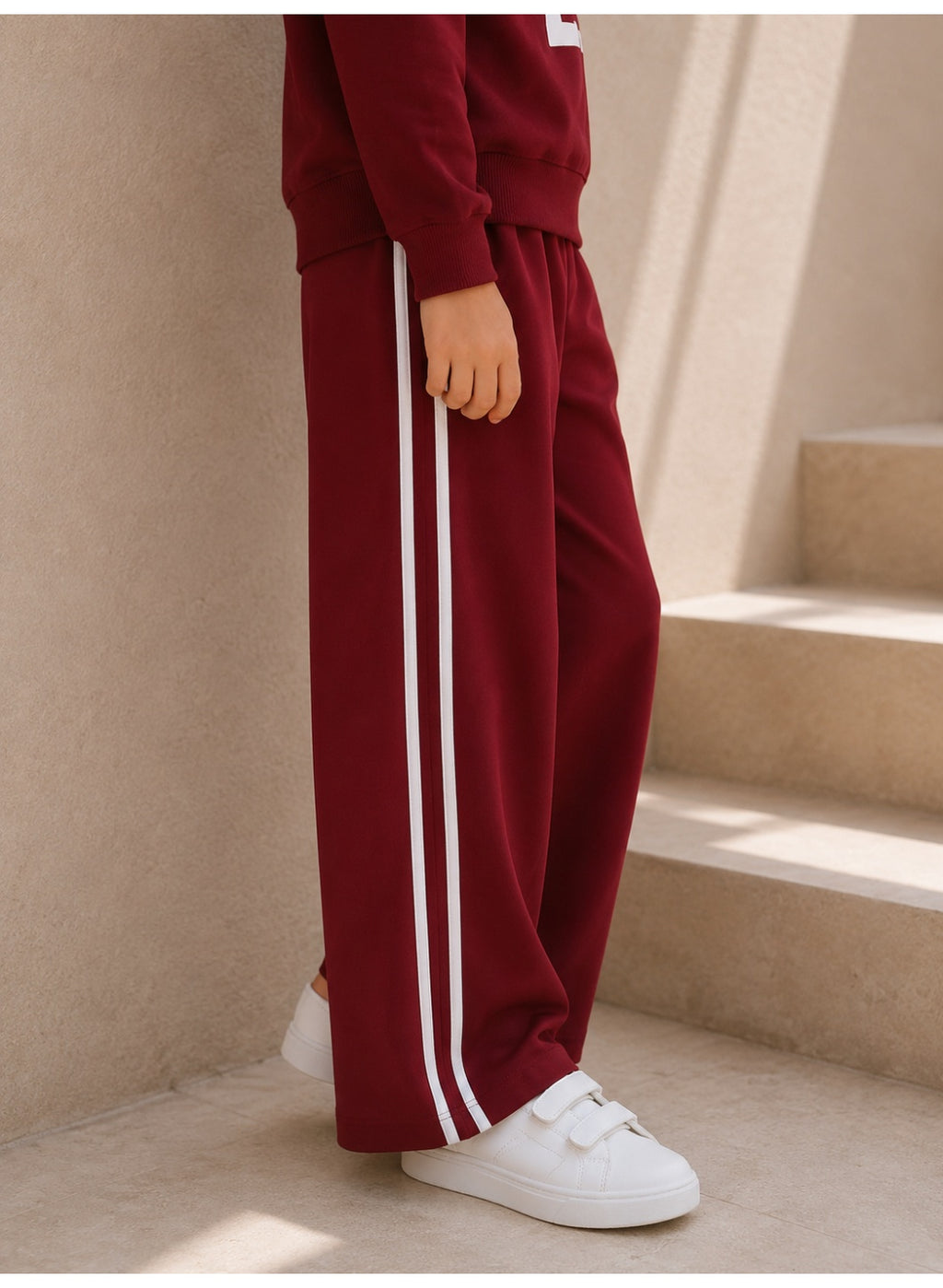Girls Graphic V-Neck Sweatshirt and Wide Leg Pants Set