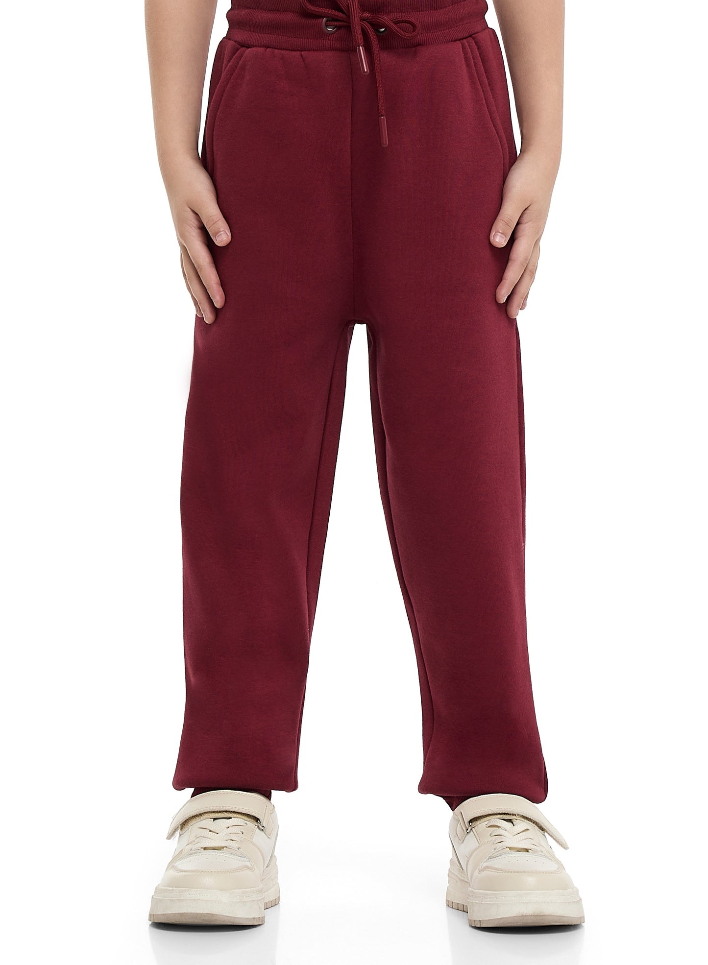 Girls Teddy Love Fleece Tracksuit – Cream & Burgundy 2-Piece Set