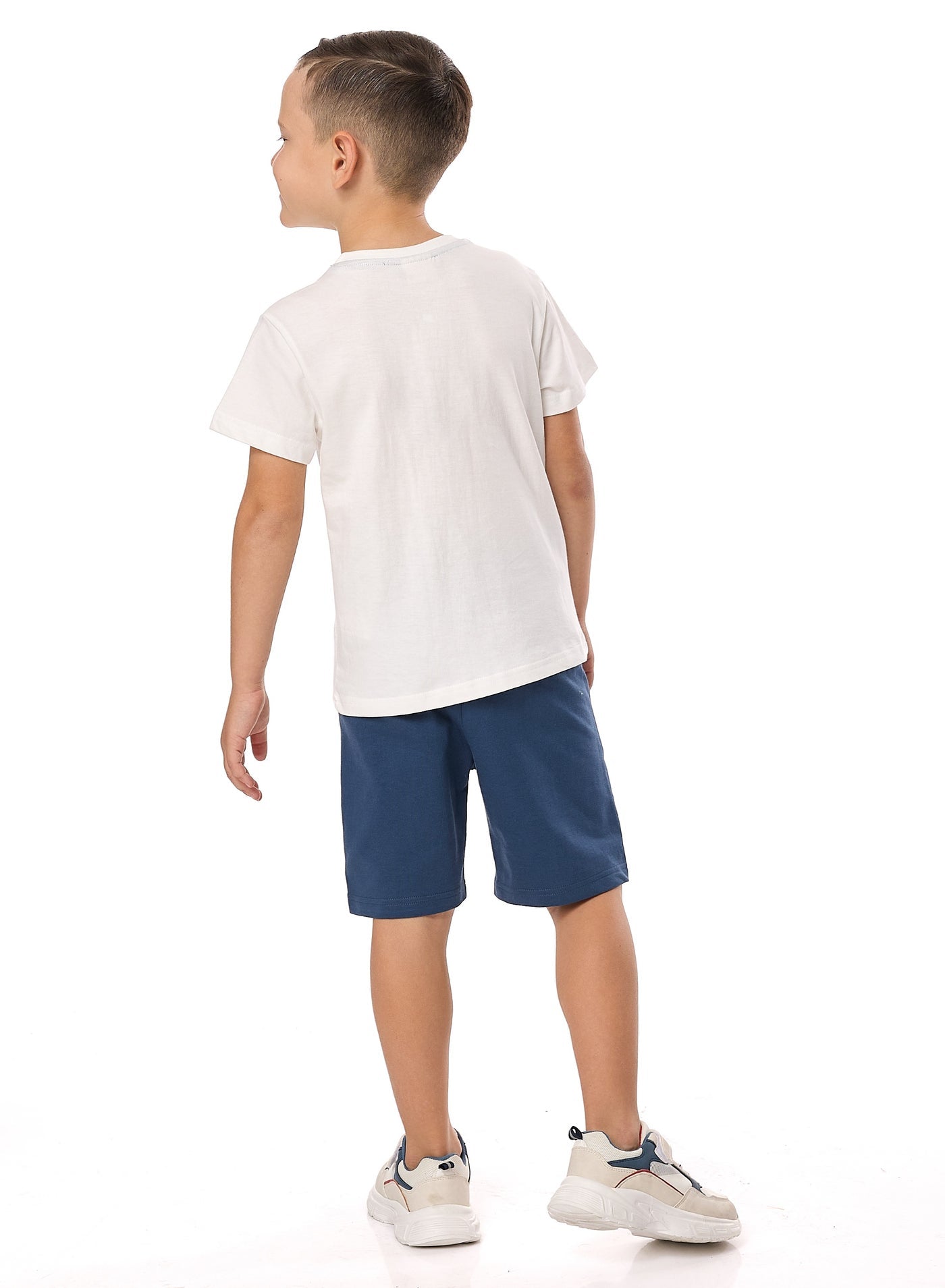 Victor And Jane Boys' 2Pc Set “ Summer Vibes & Beach Days -Off White And Blue