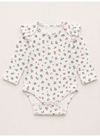 Baby Girls Floral Bodysuit, Pants and Bib Set with Headband (4-Piece)