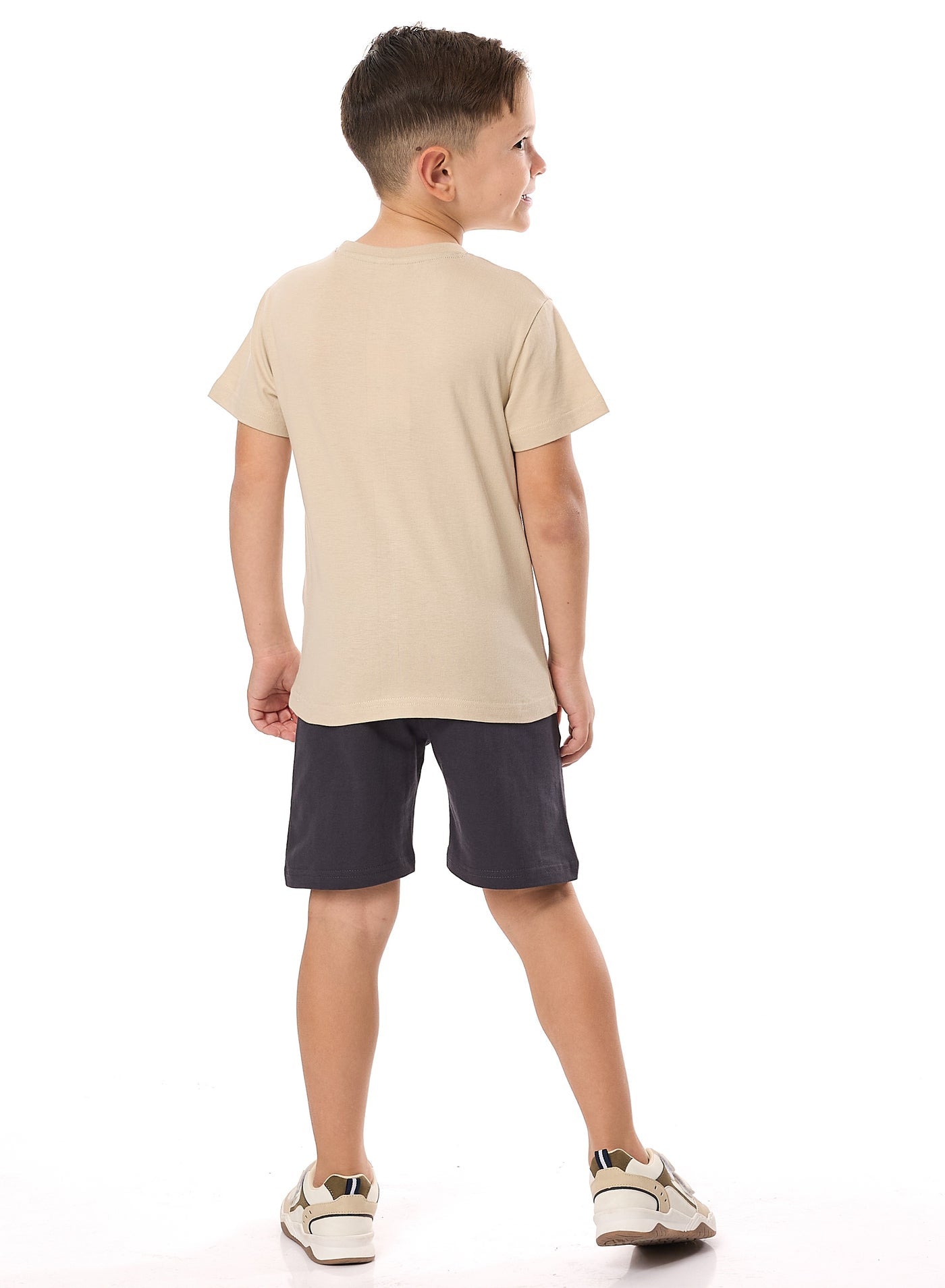Victor and Jane Boys' 2PC Set – Beach Days - Beige and Dark Grey