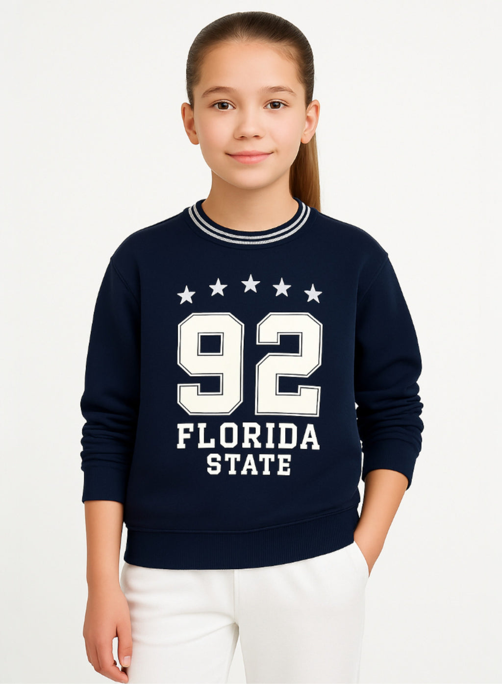 Œflorida State 92� Contrast Rib Pullover Sweatshirt “ 100% Cotton Fleece