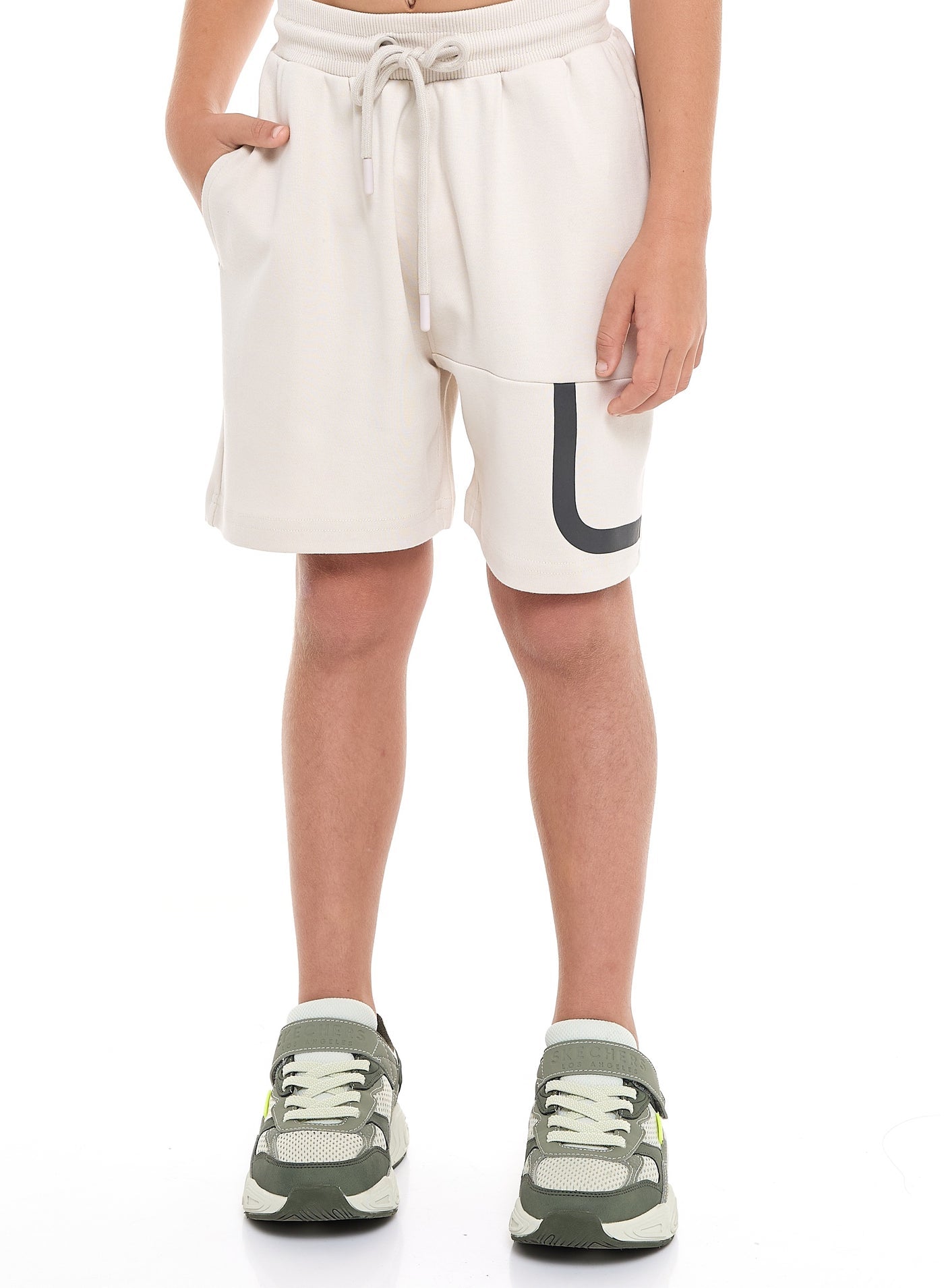 Boys' Jacquard Set – Beige Colour Striped Design with Textured Material