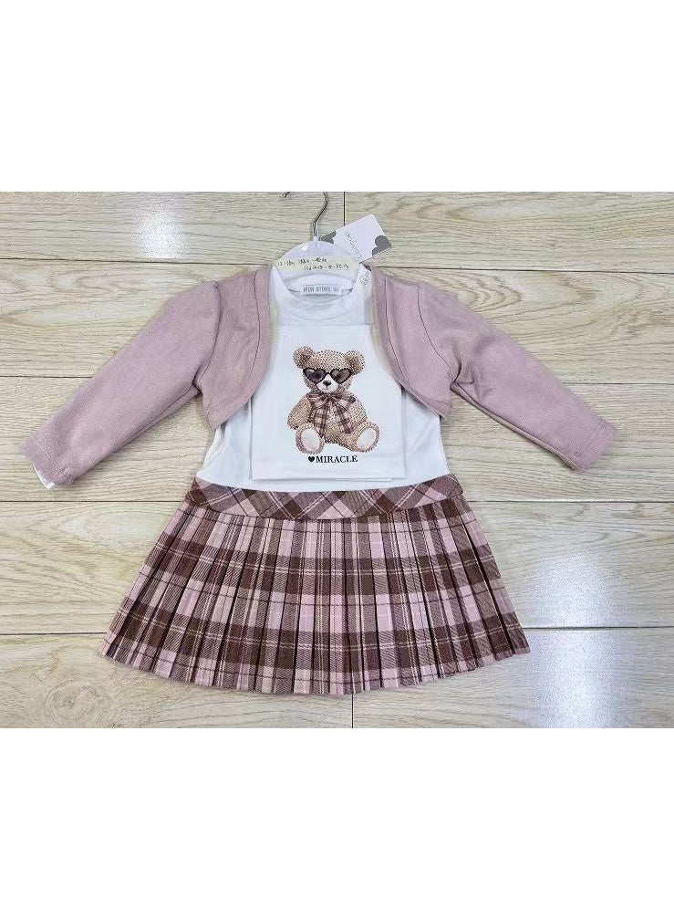 Girls 3-Piece Cardigan, Dress & Leggings Set