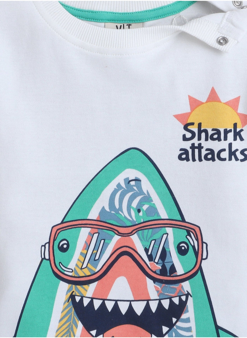 Boys Infant 2Pc Set - T-Shirt With Cute Shark And Green Shorts