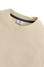 Junior Boys Textured Cotton T-Shirt - Beige
