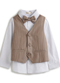 Striped Waistcoat Shirt Pants Set
