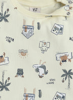 Hey Vacay All Over Printed T-Shirt and Shorts Set - White