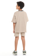 Victor And Jane Boys' Cord Set “ T-Shirt And Shorts Outfit With Label Detail