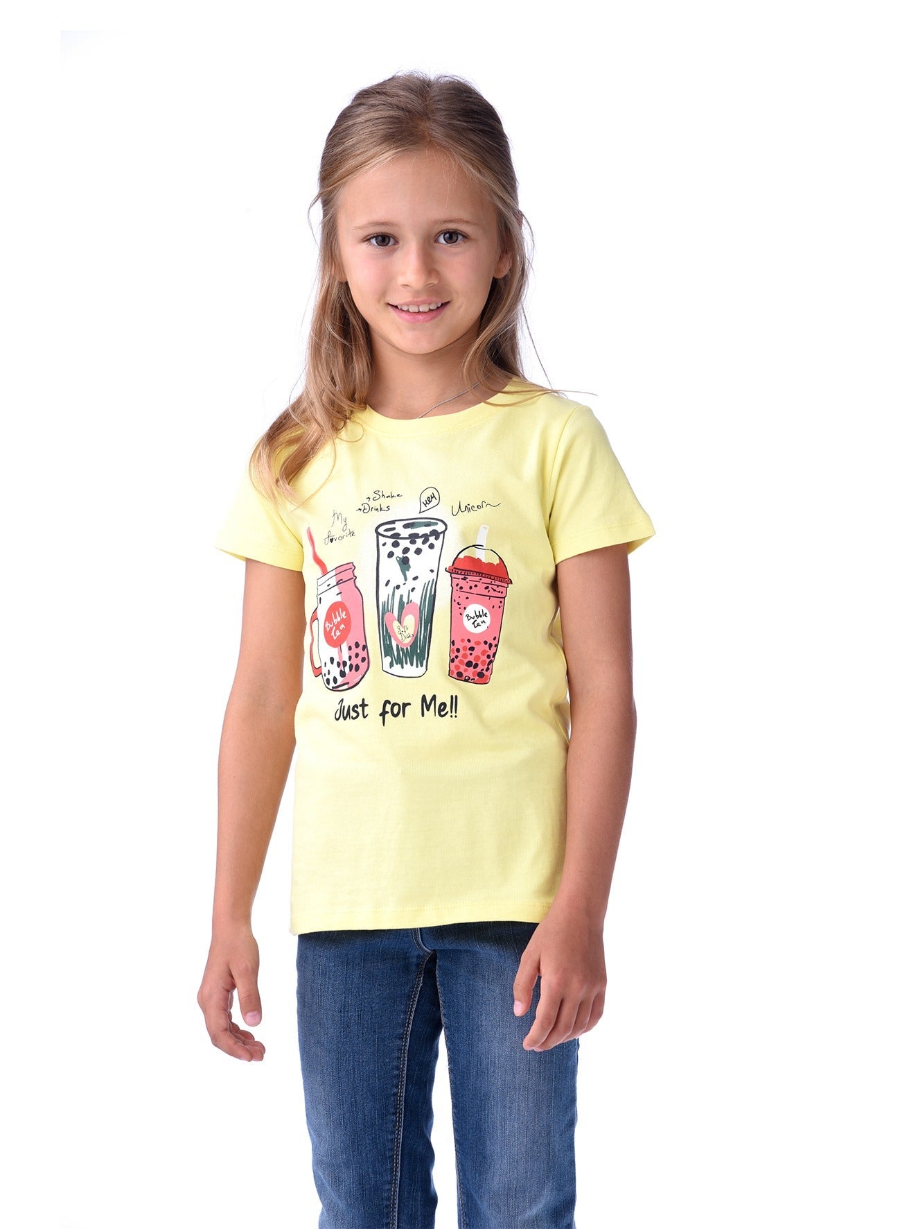 Victor And Jane Drinks Just For Me Graphic T-Shirt - Yellow