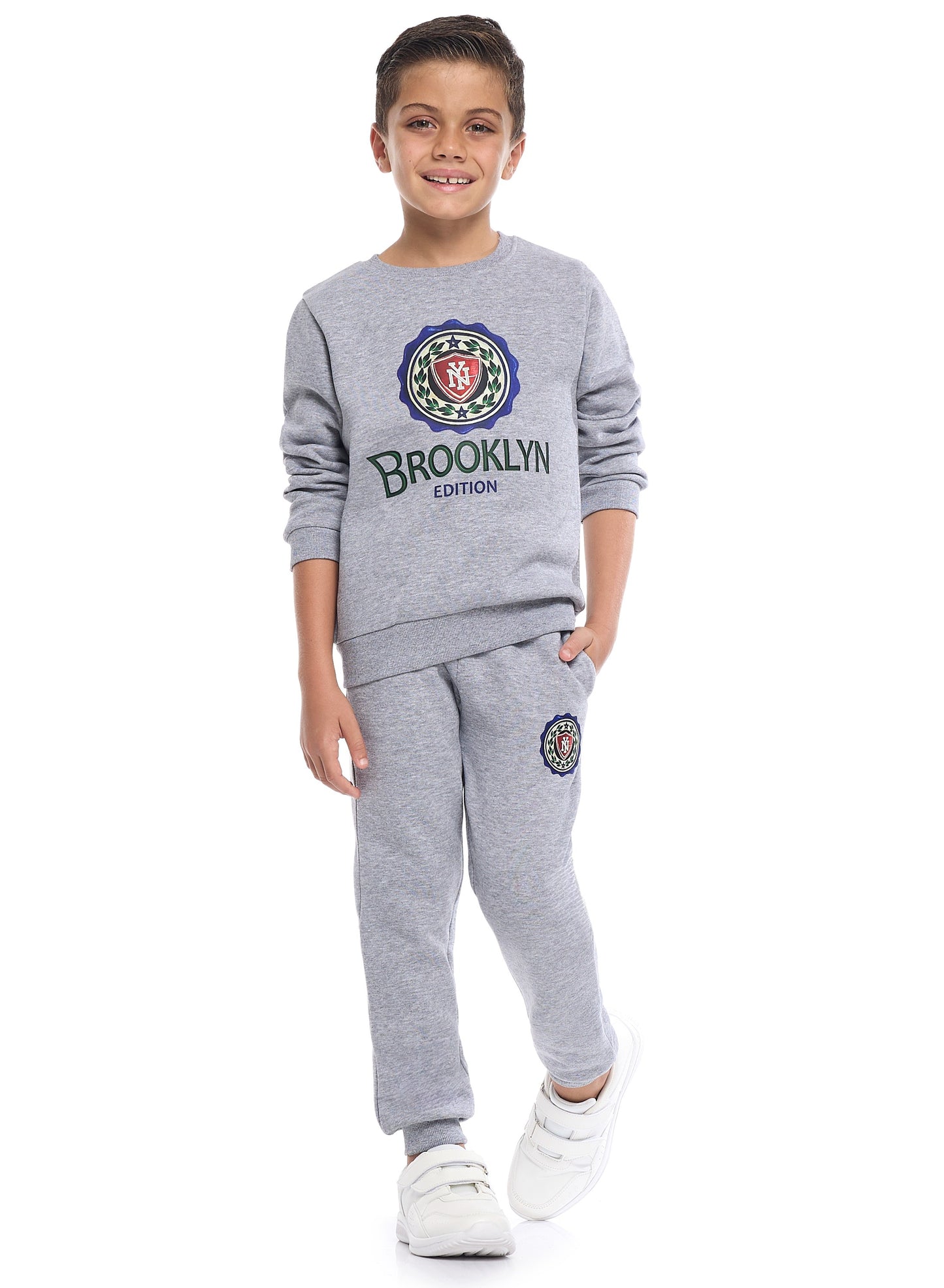 Boys’ Brooklyn Edition Tracksuit – Grey Sweatshirt & Joggers