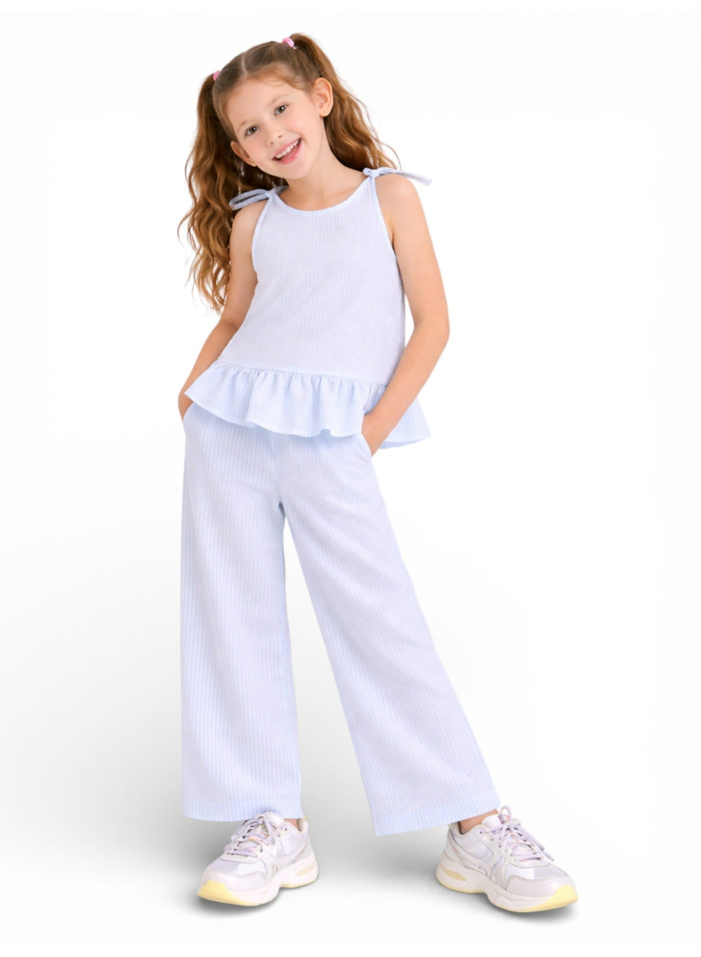 Girls Striped Pants Top Set