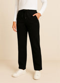 Black Straight-Leg Drawstring Joggers “ Cotton Interlock