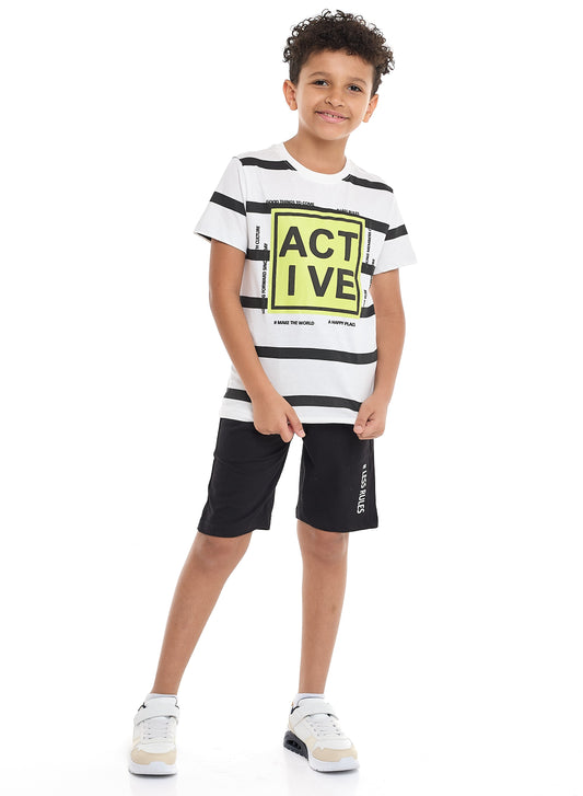 Victor and Jane Sr Boys' Stripes Set - Black & White