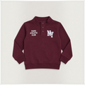 victor and jane boys' burgundy fleece sweatshirt with half-open button placket and Paris Athletic Club NY graphic