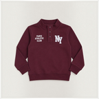 victor and jane boys' burgundy fleece sweatshirt with half-open button placket and Paris Athletic Club NY graphic