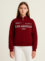 Œlos Angeles Cali” Half-Zip Sweatshirt “ 100% Cotton Fleece Pullover | 280 Gsm