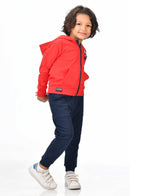 Boys' 2-Piece Full Zipper Hoodie And Jogger Set Red And Navy