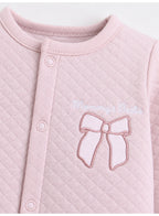 Baby Girls Quilted Footed Onesies 2-Piece Pack with Bow Detail