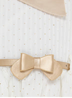Ivory/Gold Lapel Jacquard Dress