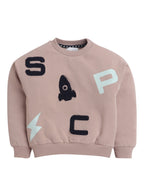 Dirkje Cotton Space Graphic & Patch Appliques Detailed Sweatshirt & Joggers Set - Sand