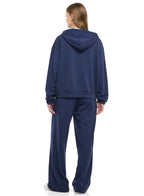 2 Piece Set- Navy Zip-Up Hoodie & Wide-Leg Trousers Set