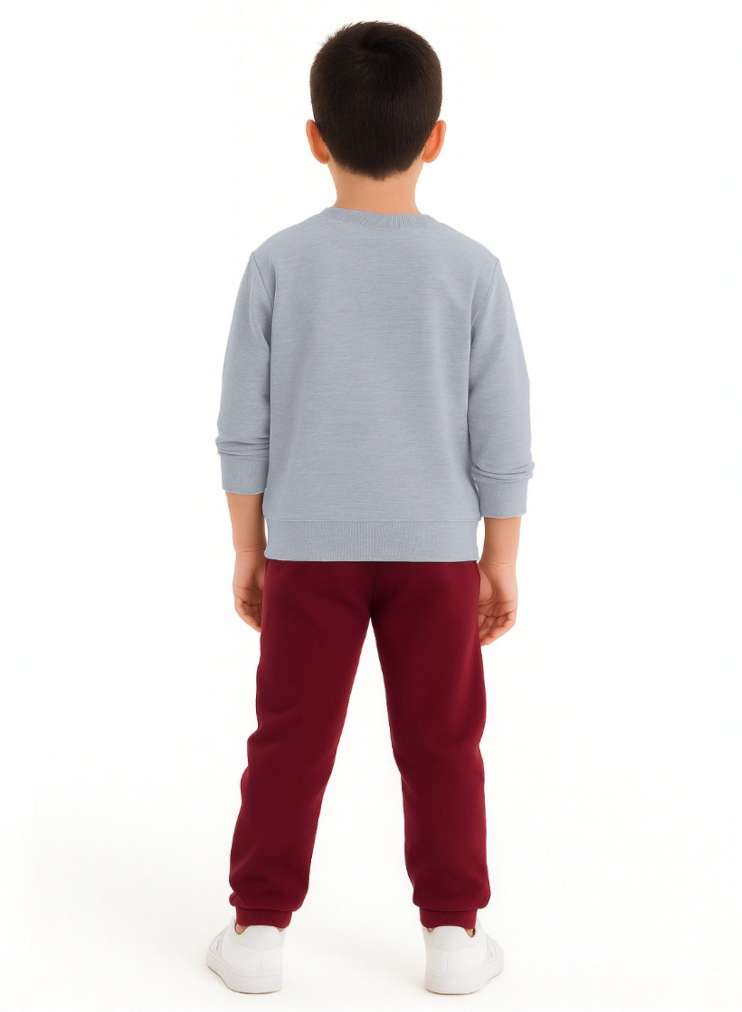 Boys TEXAS 98 Zip-Neck Fleece Tracksuit - Grey and Maroon