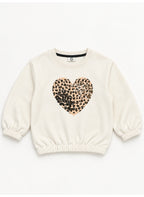 Girls Heart Graphic Sweatshirt and Ribbed Flared Pants Set