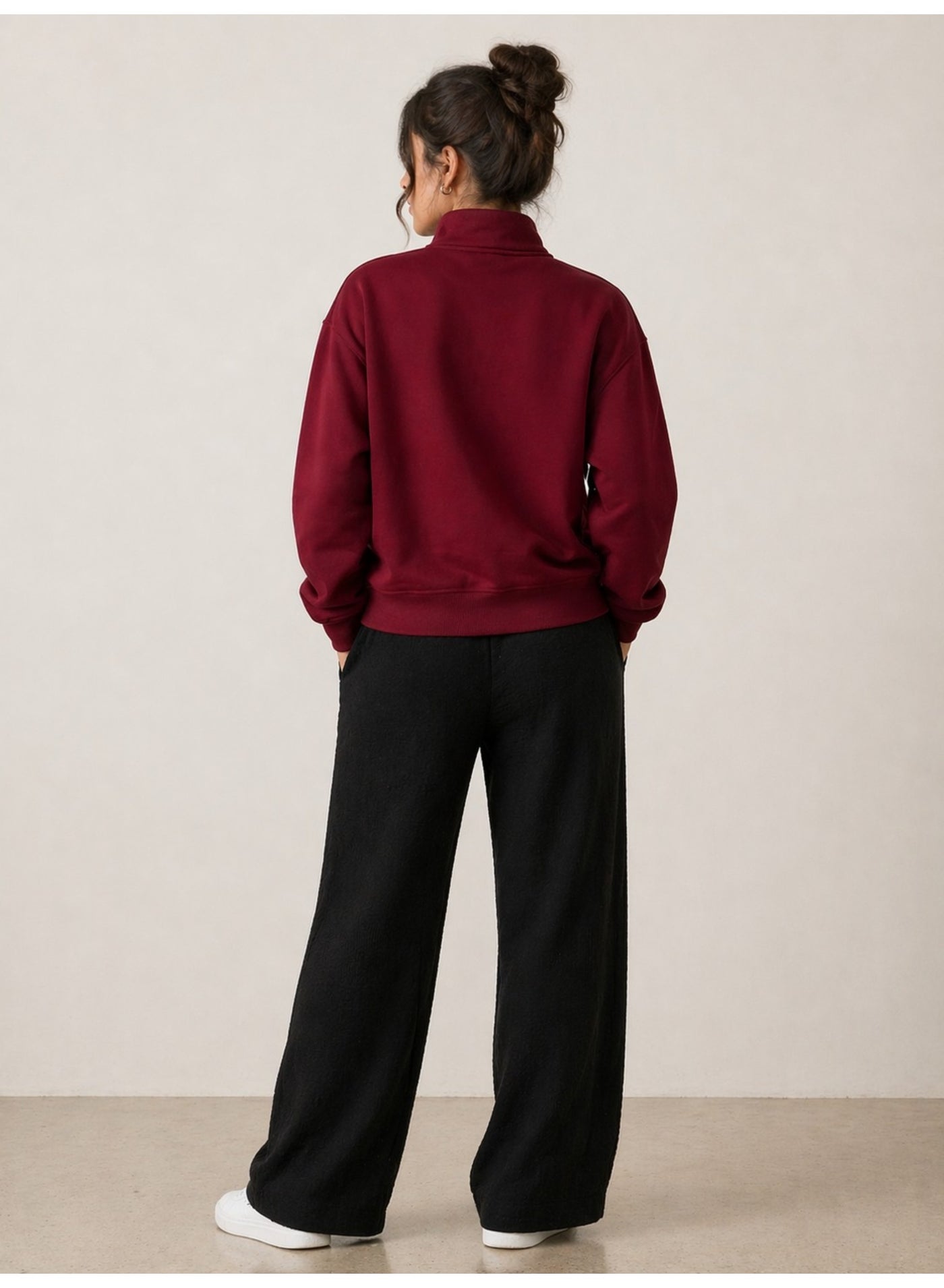 Black Wide Leg, High Waist Trousers For Women