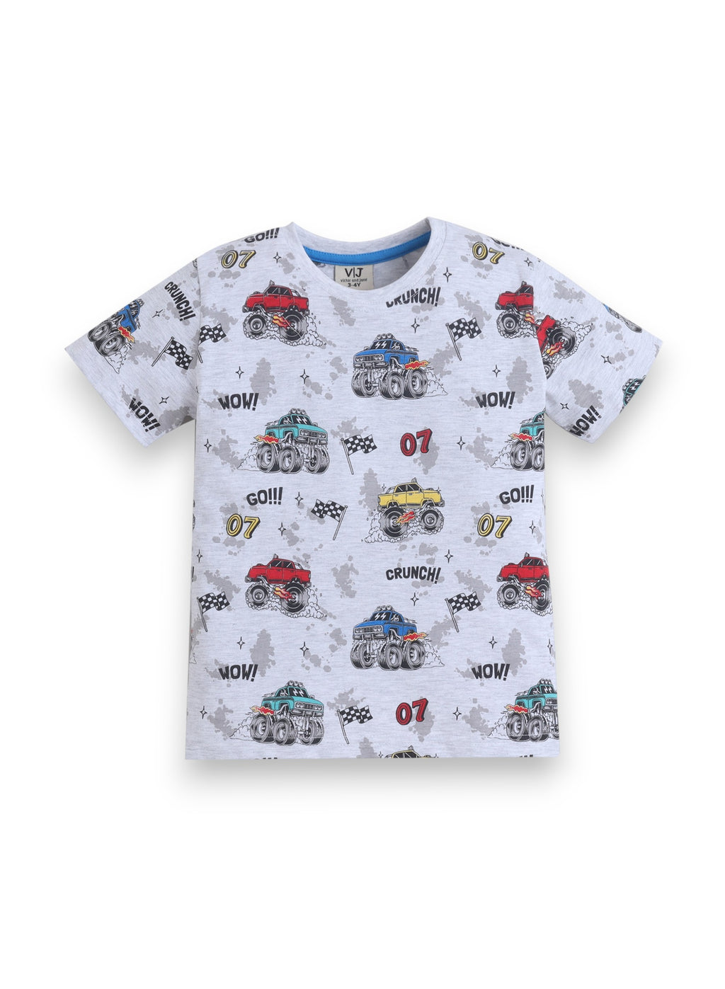 Boys Racing Car Print Cotton Pajama Set “ T-Shirt & Shorts Nightwear