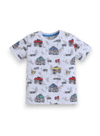 Boys Racing Car Print Cotton Pajama Set “ T-Shirt & Shorts Nightwear
