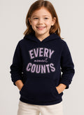 Girls Œevery Moment Counts” Fleece Hoodie “ Navy