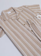 Victor And Jane Boys' Casual Cotton Shirt & Shorts Set “ Short Sleeve Outfit - Beige