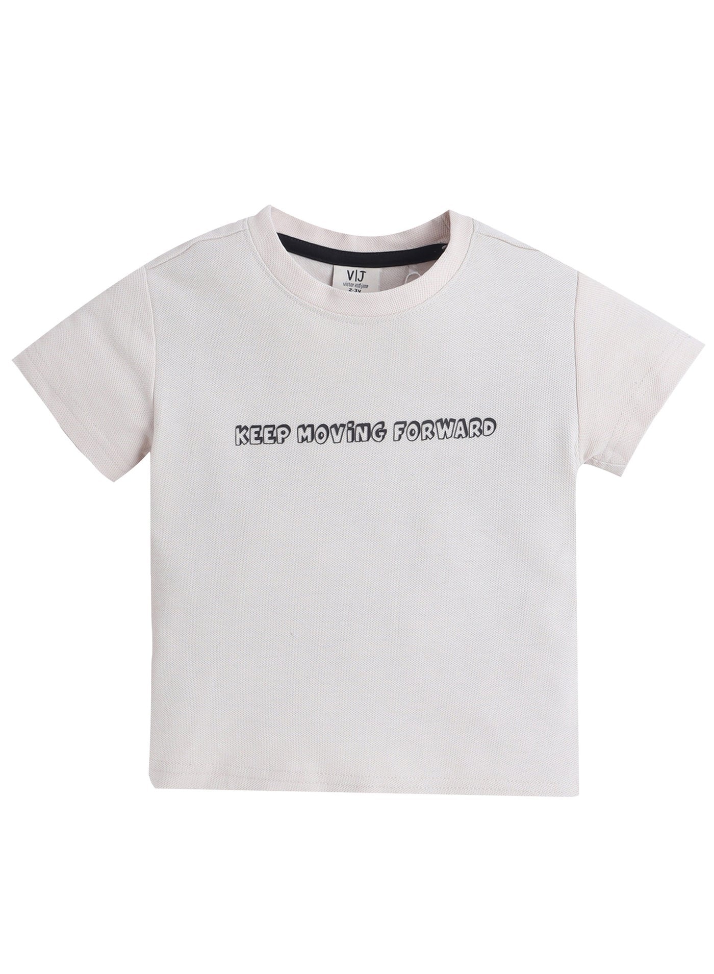 Junior Boys Beige ‘KEEP MOVING FORWARD’ Cotton T-shirt