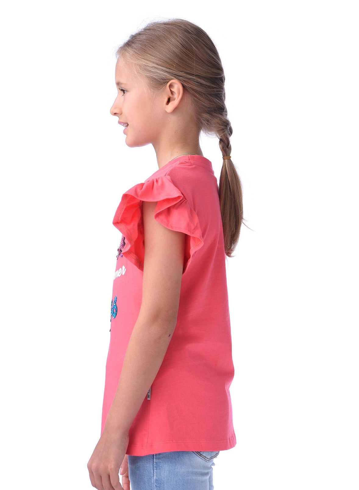 Victor And Jane Summer Graphic & Sequins Embellished T-Shirt - Pink
