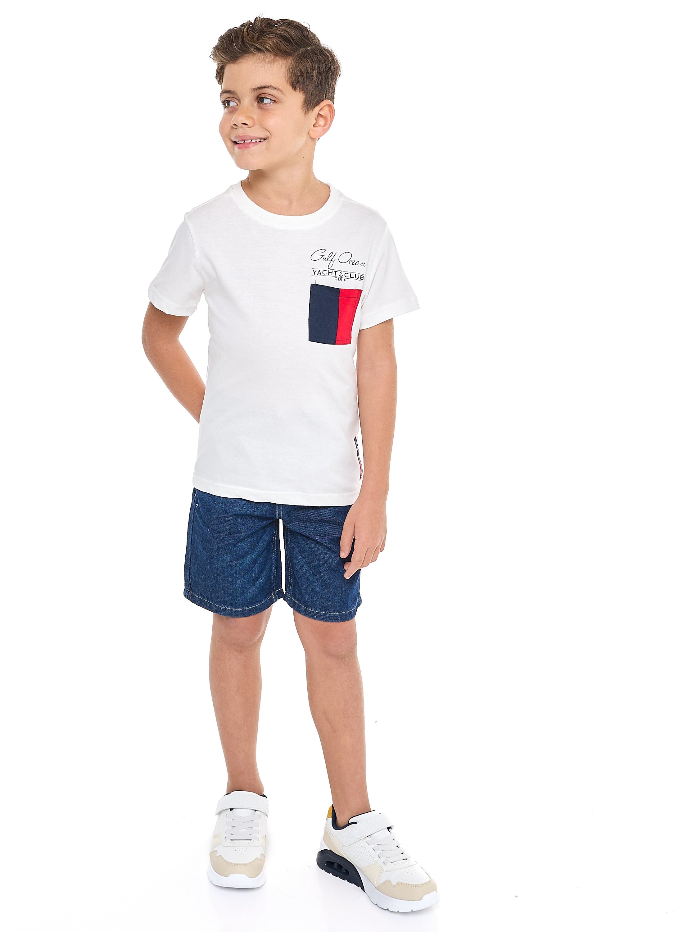 Victor And Jane Boys' T-Shirt & Denim Shorts Set With Pocket Detail