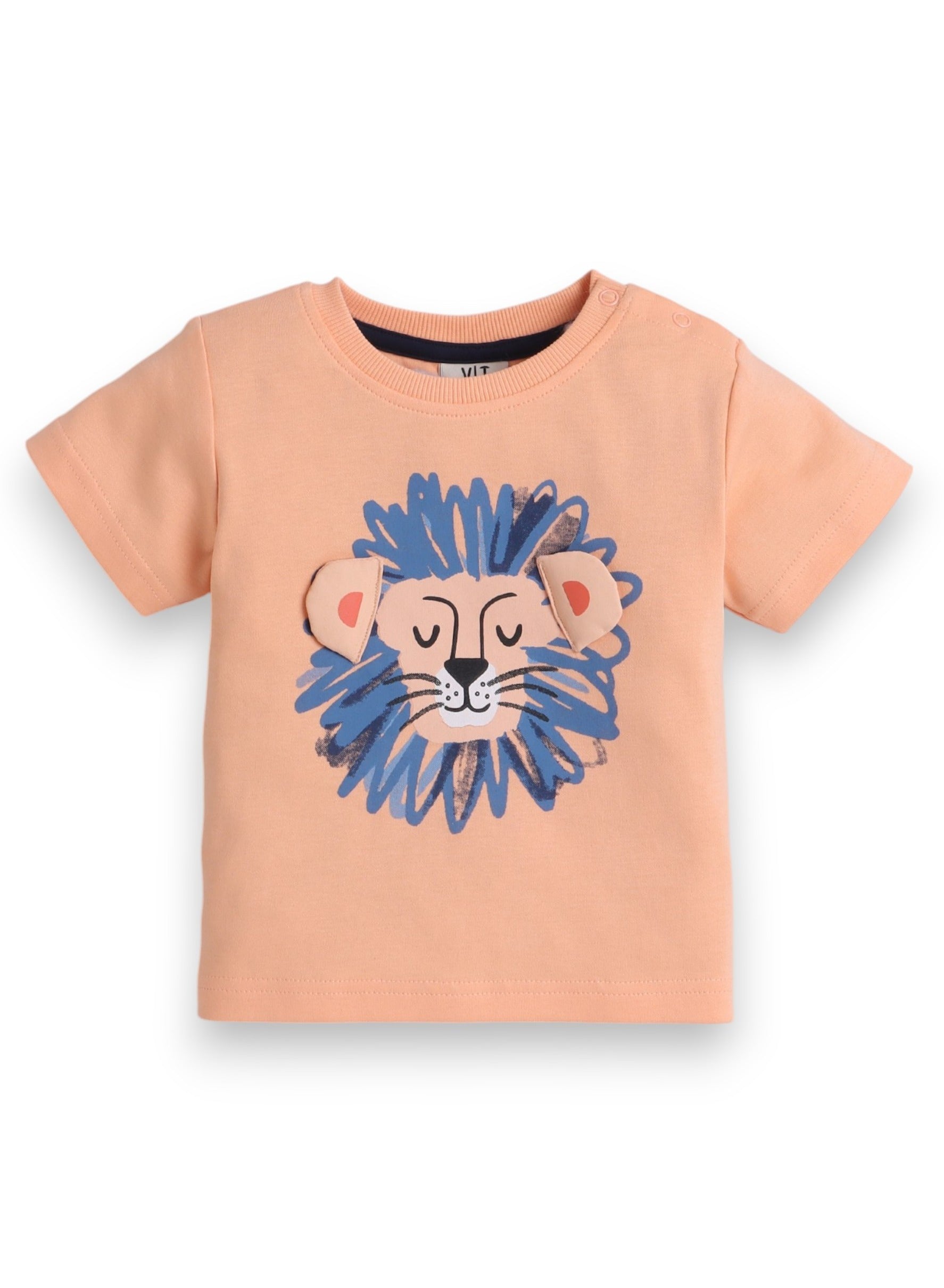 Victor And Jane Infant 2Pc Set, Orange T-Shirt With Cute Tiger And Blue Shorts