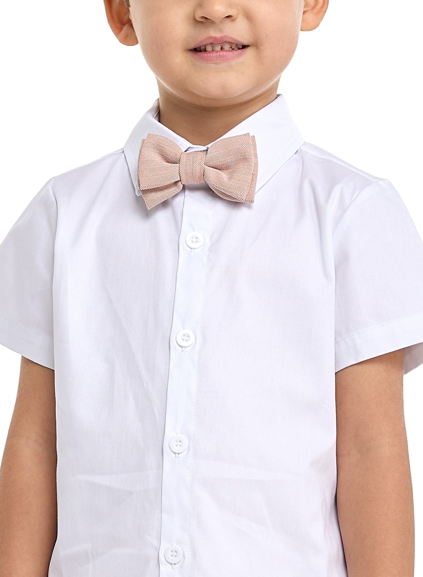 Salmon Color Waistcoat And Short Set With Shirt And Bow Tie