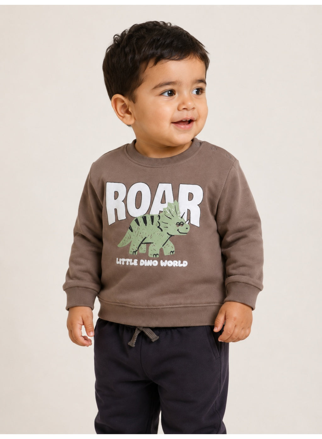Baby Boys "ROAR-Little Dino World" Sweatshirt & Cargo Jogger Pants Set