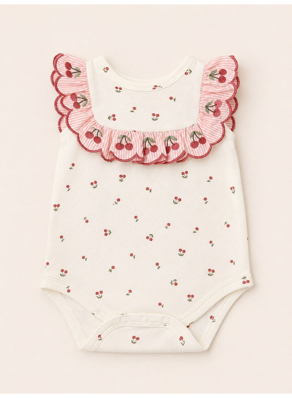 Baby Girls Cherry Print Bodysuit & Skirt Set with Sunglasses & Socks (4-Piece Set)