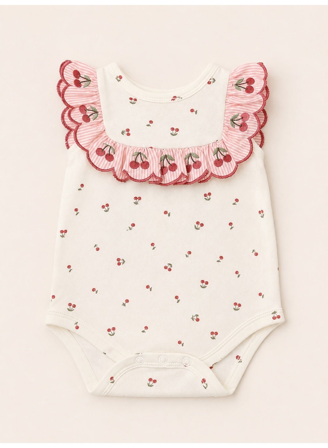 Baby Girls Cherry Print Bodysuit & Skirt Set with Sunglasses & Socks (4-Piece Set)