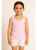 3-Pack Girls' Cotton Vests “ Pastel Soft Essentials In Pink, Yellow & Blue