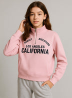 Œlos Angeles California” Half-Zip Pullover “ 100% Cotton Fleece Sweatshirt | 280 Gsm